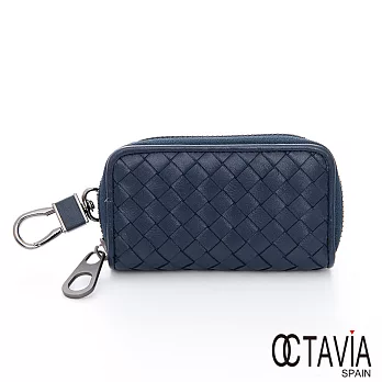 OCTAVIA 8 真皮 - 德瑞克編織 優雅牛皮鑰匙包 -重要藍
