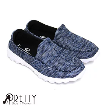 【Pretty】活力穿搭混色織布直套式休閒女鞋23.5藍色