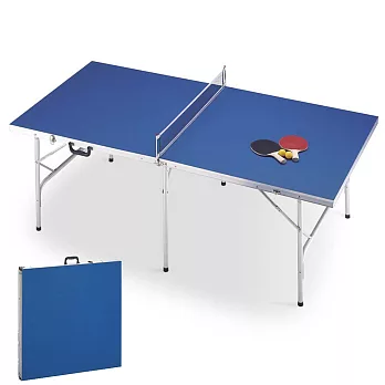 Peachy Life 可折疊式輕巧桌球桌/乒乓球桌(深藍桌面)