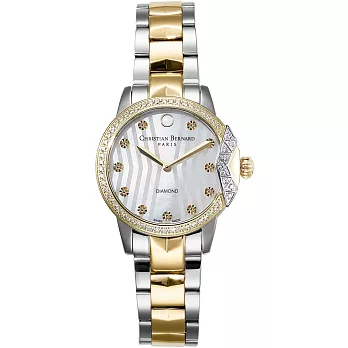 【Christian Bernard】伯納錶 Pearl of Ocean 巴黎風情鑽錶 (金銀 CB009LTWIS-S)
