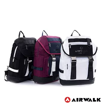 AIRWALK- 黑與白 韓式金屬插扣翻蓋筆電後背包A6353223紅