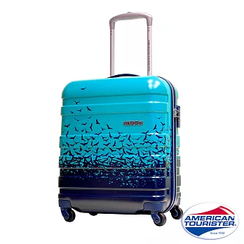 AT美國旅行者 18吋Mv+HS飛鳥印花時尚硬殼四輪TSA登機箱(藍)