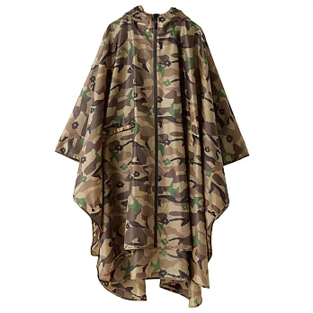 日本KIU 空氣感雨衣/親子雨披/防水斗篷 騎車露營必備 附收納袋(男女適用) 29023 棕迷彩