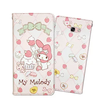 三麗鷗授權 My Melody美樂蒂 三星 Samsung Galaxy A5(2017) / A520 甜心彩繪磁扣皮套(草莓甜點)