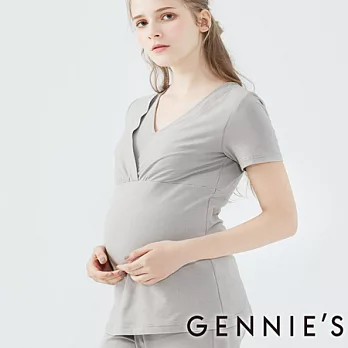 【Gennies專櫃】Gennies系列-啡藏珍品家居服-上衣M咖啡條紋