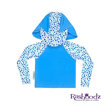 澳洲 RASHOODZ 兒童抗UV防曬半身泳衣 附遮陽帽 (水藍三角形) size1