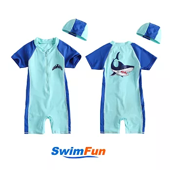 【Swim Fun】兒童泳衣連身藍鯊魚泳裝#3