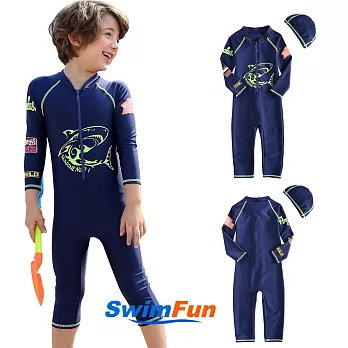 【Swim Fun】兒童泳衣長袖鯊魚連身泳裝#3