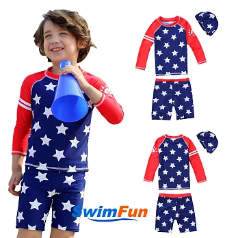 【Swim Fun】兒童泳衣長袖藍底星分體兒童泳裝#3