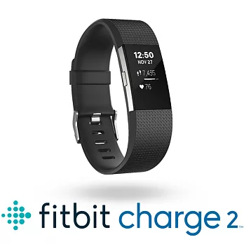 【Fitbit】Charge 2 無線心率監測專業運動手環(公司貨)-典雅黑/S