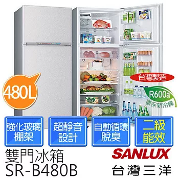【台灣三洋SANLUX】480公升 雙門定頻冰箱 SR-B480B(含基本運費+拆箱定位)