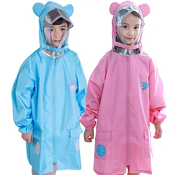 兒童純色小耳朵造型透氣雨衣S粉色小象