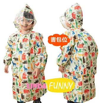 【Linda Funny】滿圖造型書包位兒童雨衣_動物園M