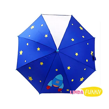 【Linda Funny】太空造型圖案自動傘兒童雨傘_藍色火星