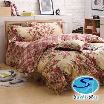 【Saebi-Rer-古典玫情】台灣製活性柔絲絨加大六件式床罩組