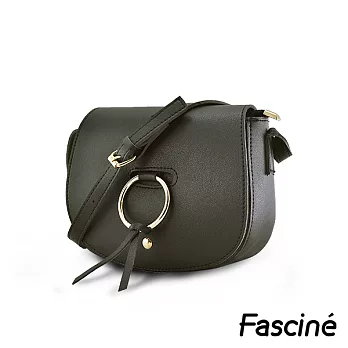 Fascine 韓版圓環半月側背包 馬鞍包 [W7033-01]黑