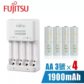 Fujitsu低自放鎳氫充電池組(充電器+低自放電池1900mAh 3號4入)