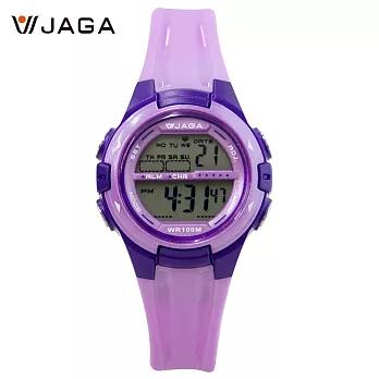 JAGA捷卡 M1140 小巧錶面粉嫩活力色系防水電子錶- 紫色 J