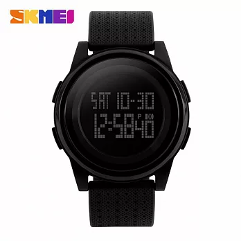 SKMEI 時刻美 1206 時尚流行大錶面輕薄防水電子錶- 黑帶黑面