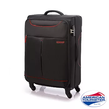AT美國旅行者 26吋Sky商務休閒可擴充布面TSA行李箱(黑/紅)