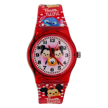Disney 迪士尼 可愛Tsum Tsum系列歡樂角色矽膠錶- 紅色