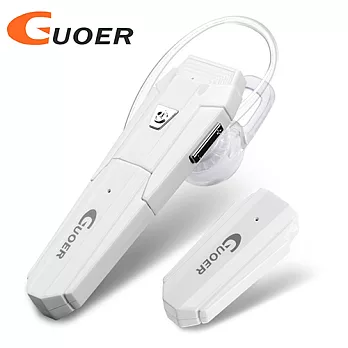 Guoer 雙倍電池勁量尊榮商務無線藍牙耳機(K5)白色