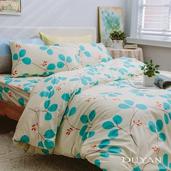 《DUYAN 竹漾》台灣製天絲絨雙人床包被套四件組-花語怡然