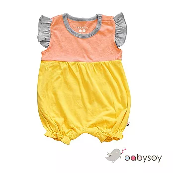 美國 [Babysoy] 大豆纖維荷葉配色連身衣 216 向日葵黃6-12M