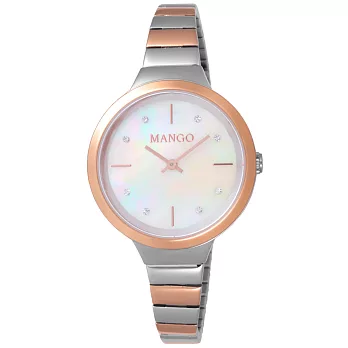 MANGO 氣質豐盛晶鑽時尚腕錶-MA6713L-81T