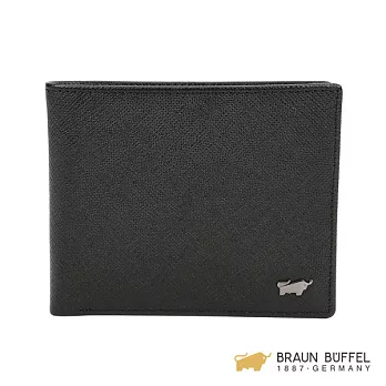 【BRAUN BUFFEL】.德國小金牛 -洛非諾C系列12卡中翻皮夾 - 黯黑