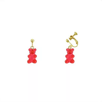 Snatch 小熊軟糖QQ手作耳夾 - 櫻桃口味熊 / Snatch QQ Gummy Bear Handmade Ear Clips - Red