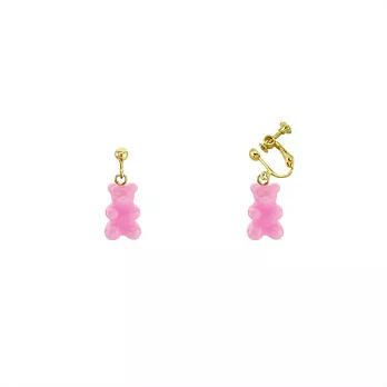 Snatch 小熊軟糖QQ手作耳夾 - 草莓優格熊 / Snatch QQ Gummy Bear Handmade Ear Clips - Light Pink