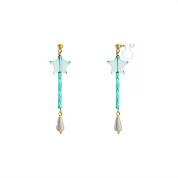 Snatch 旋轉粉藍流星水晶手作耳夾 / Snatch Blue Shooting Star Crystal Handmade Ear Clips