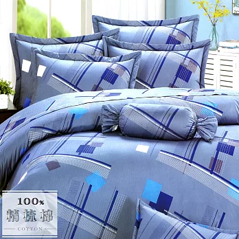 【幸福晨光】台灣製100%精梳棉雙人六件式床罩組-藍海美學