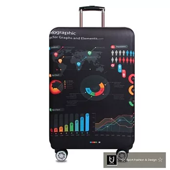 【US.STYLE】數據世界30吋旅行箱防塵防摔保護套