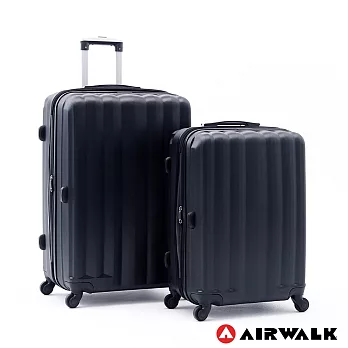 AIRWALK LUGGAGE -海岸線系列 BoBo經濟款ABS硬殼拉鍊24+28吋兩件組行李箱 -黑水黑