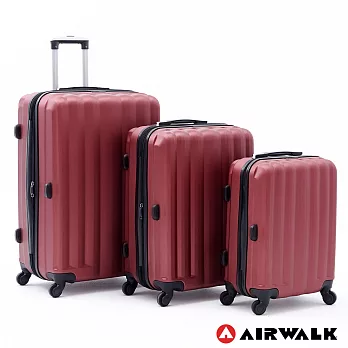 AIRWALK LUGGAGE - 海岸線系列 BoBo經濟款ABS硬殼拉鍊20+24+28吋三件組行李箱 - 熱點紅