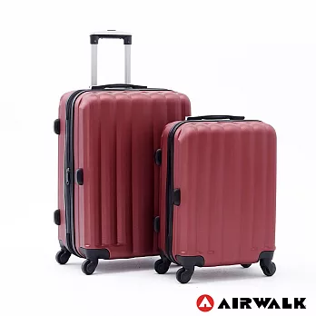 AIRWALK LUGGAGE - 海岸線系列 BoBo經濟款ABS硬殼拉鍊20+24吋兩件組行李箱 - 熱點紅