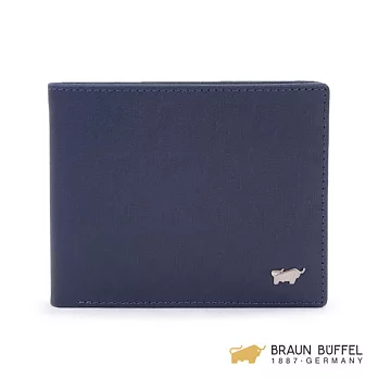 【BRAUN BUFFEL】.BRAUN BUFFEL‧德國小金牛 -HOMME-M系列5卡窗格皮夾 - 深藍