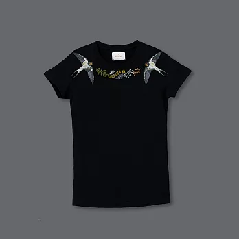 【U】LOUIS LIN & AN - Swallow Embroidered Fashion Top 燕子刺繡上衣S黑色