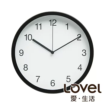 Lovel 25cm摩登膠框靜音時鐘-共2款經典黑