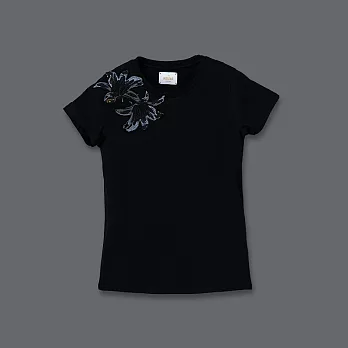 【U】LOUIS LIN & AN - Lily Flower Embroidered Fashion Top 金針花刺繡上衣S黑色