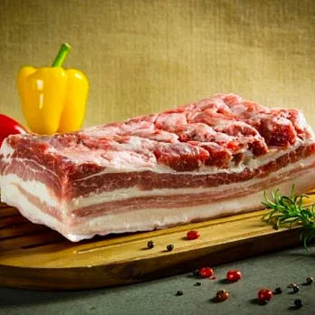 三源牧場樂活豬 帶皮五花肉條6入共約1.8kg(300g/入;國宴用優格豬)