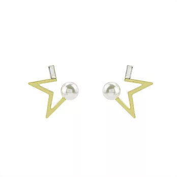 Snatch 小半星珍珠耳環 - 金 / Little Half Star Earrings - Gold