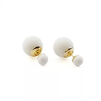 Snatch 霧面球球雙面耳環 - 白金晚宴 / Matte 2 Side Earrings - Gold & White