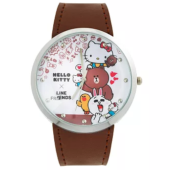 【HELLO KITTY】凱蒂貓 x LINE Friends 限量聯名手錶 (LK690BWI-D)咖啡