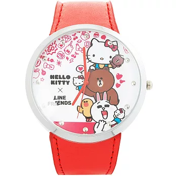 【HELLO KITTY】凱蒂貓 x LINE Friends 限量聯名手錶 (LK690BWI-R)紅