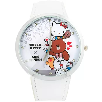 【HELLO KITTY】凱蒂貓 x LINE Friends 限量聯名手錶 (LK690BWI-W)白