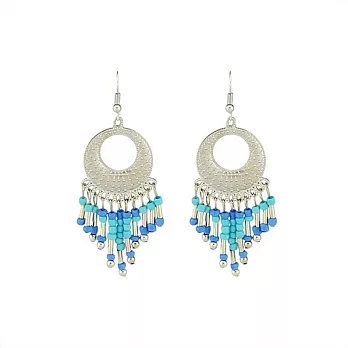 Snatch 銀月少女之舞珠珠流蘇耳環 - 藍色詠月 / Silver Moon Tassel Earrings - Blue