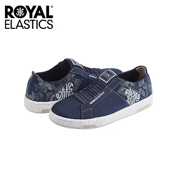 【Royal Elastics】女-Icon Washed 休閒鞋-亮面花布藍(92372-055)US5.5亮面花布藍